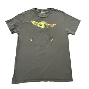 Star Wars Baby Yoda Grogu Mandalorian Mens T Shirt Dark Gray Graphic Tee Large‎